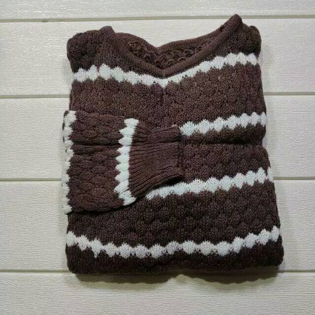 Atasan wanita Baju Rajut ZIGGY TRIBAL - Sweater Stripe ZIGGY SALUR TEBAL-BURGUNDY