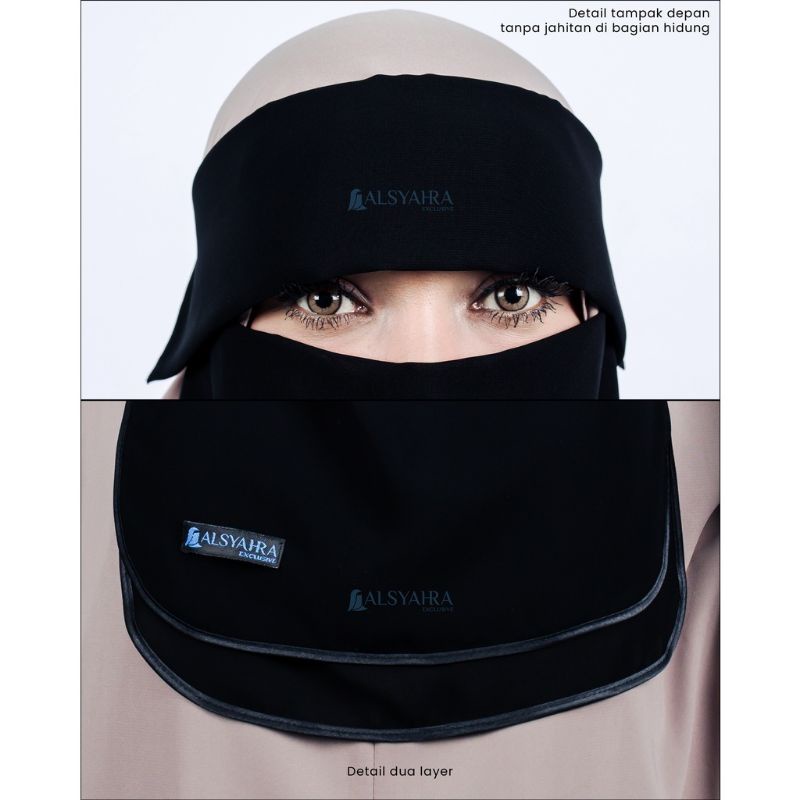 Niqab Poni Hijrah Sifon Jetblack Alsyahra Exclusive