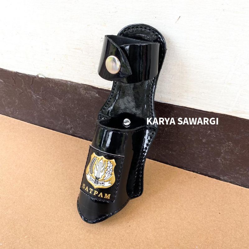 Sarung tempat tongkat pentungan kulit kilap satpam