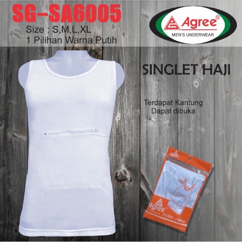 SG SA600 Kaos Singlet Resleting Depan Untuk Umroh Haji Menyimpan Uang kaos kutang resleting ukuran M, L, XL, 3L