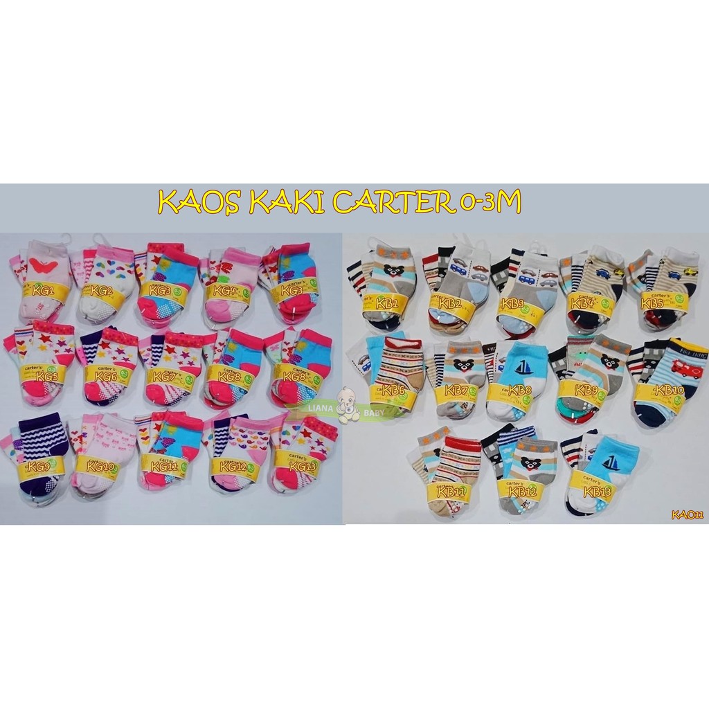 KAO11 KAOS KAKI CARTER ISI 3 PASANG 0-3 MONTHS KAOS KAKI BAYI