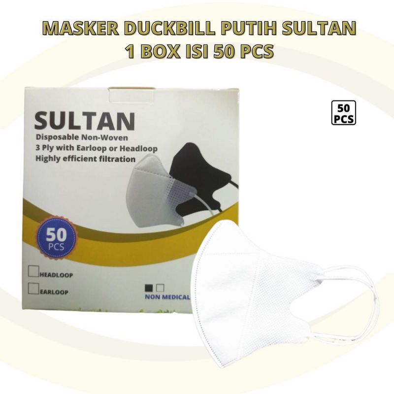 Masker Duckbill Hijab Headloop Sultan 1Box isi 50pcs Masker Murah