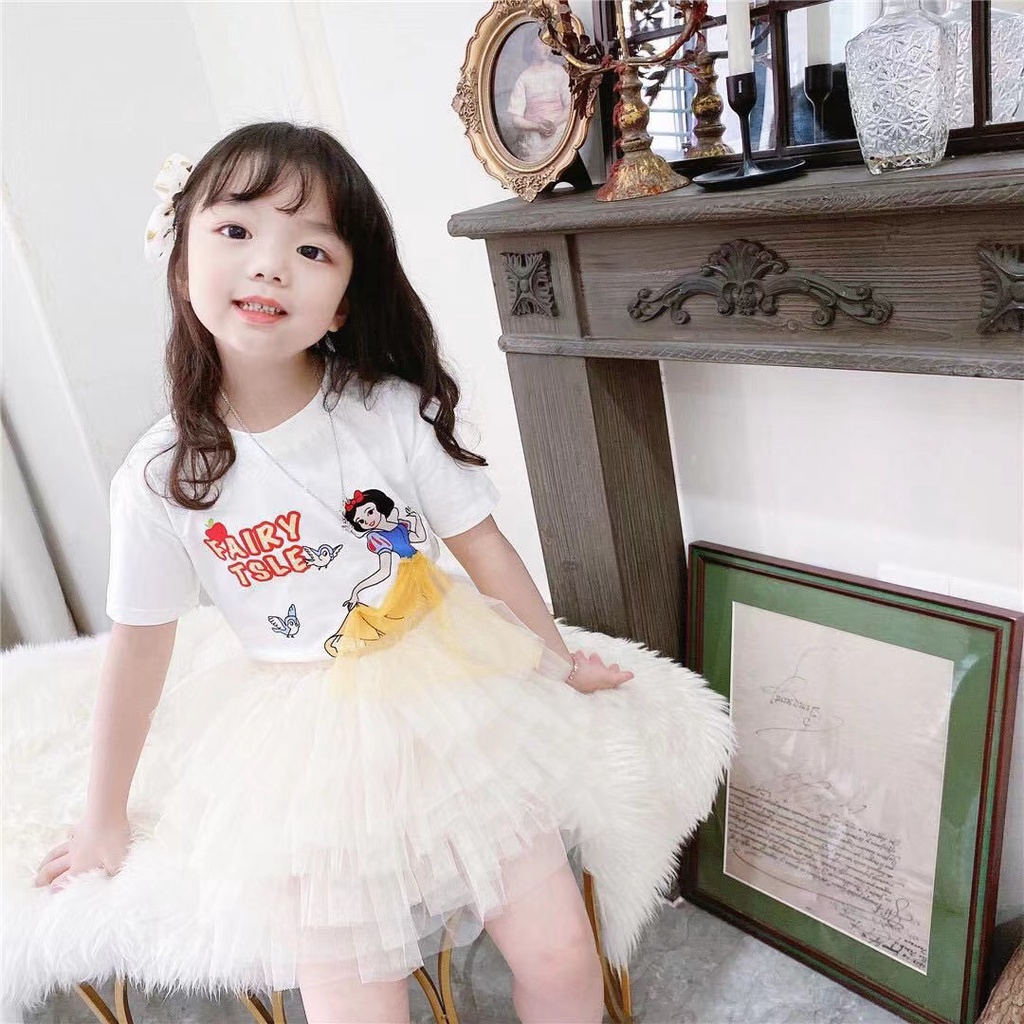 Baju Kaos Anak Perempuan Elsa Frozen Snow White Mermaid