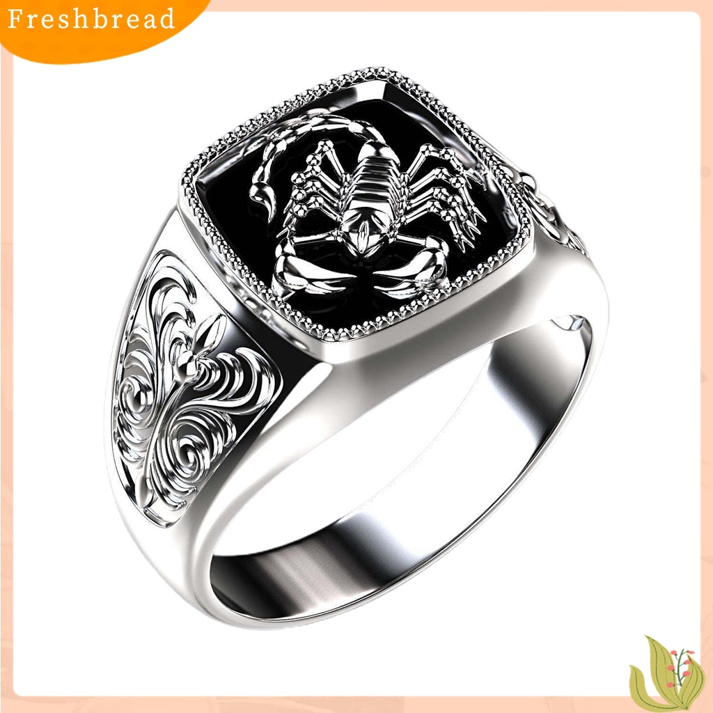 [TERLARIS]Creative Alloy Scorpio Relief Men Ring Silver Wedding Band Jewelry Accessory for Anniversary