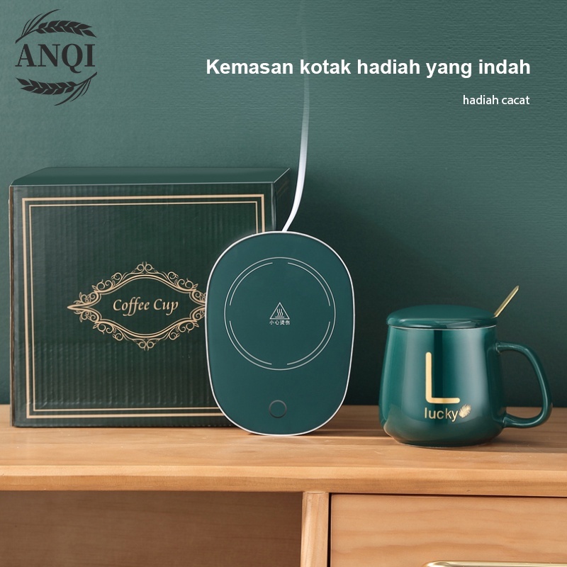 ANQI 1888 Mug Cangkir Elektrik Set Keramik Pemanas 55 Derajat Penghangat Kopi Teh Cup Coffee Warmer VS-1847