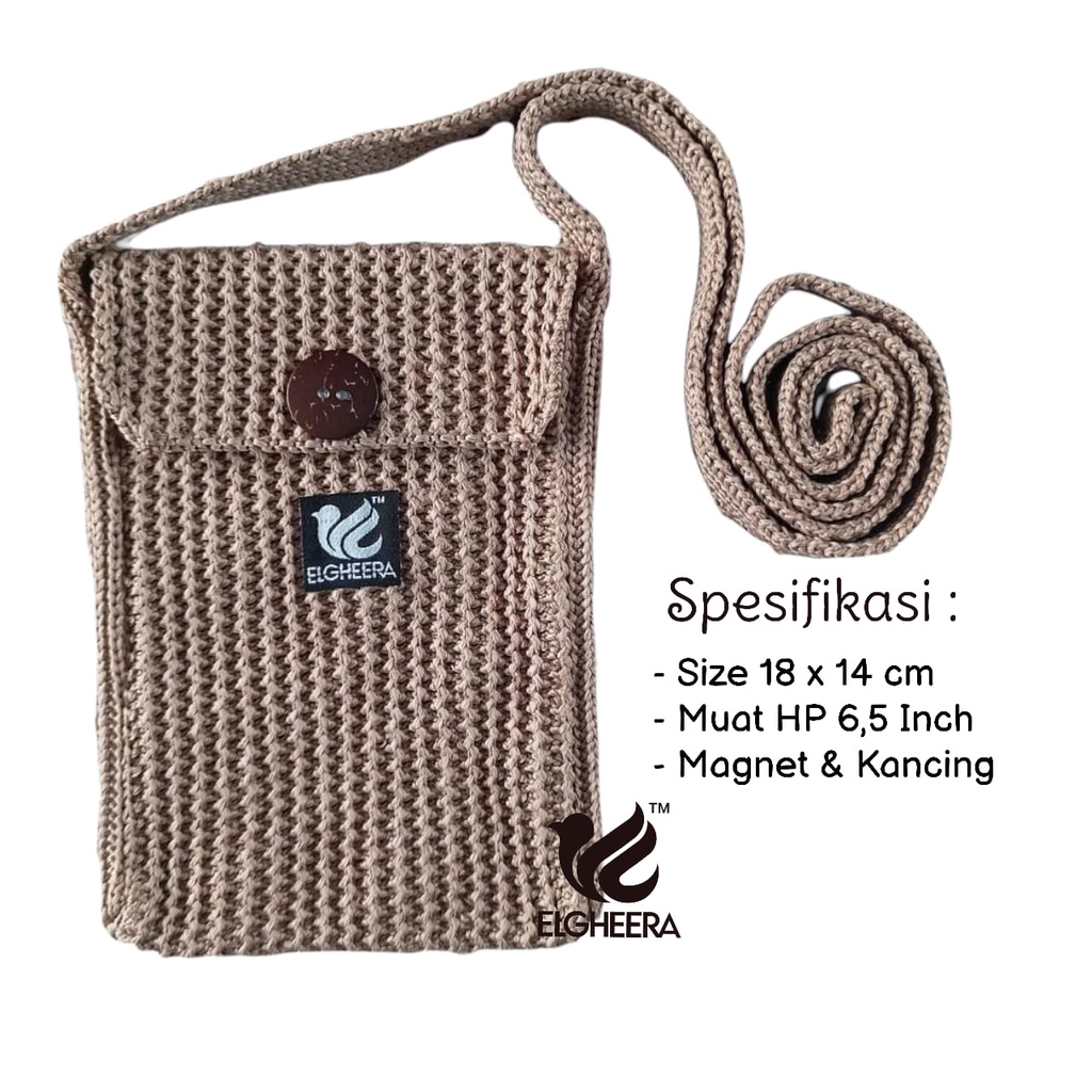 Tas selempang wanita rajut HP by ELGHEERA
