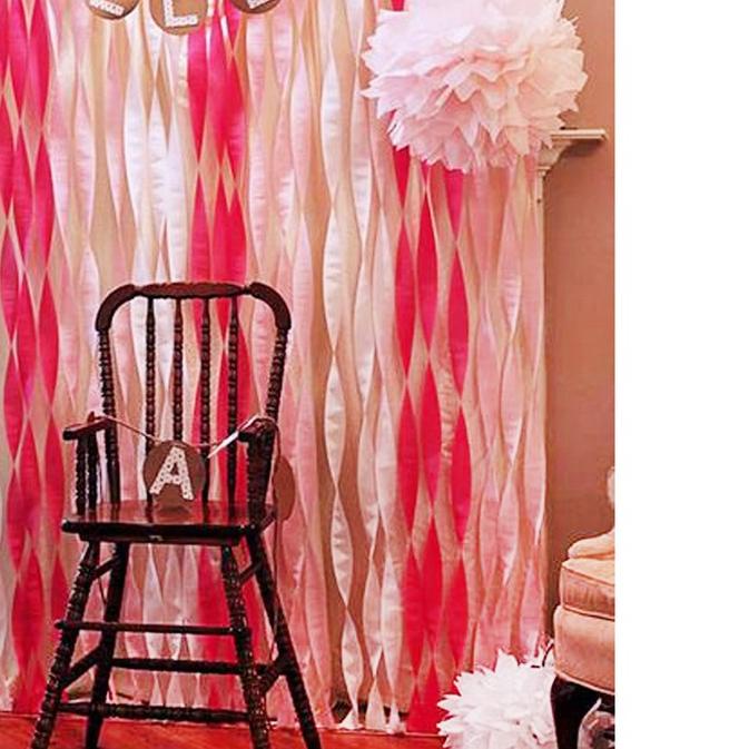 

♗ Balonasia Dekorasi Streamer Kertas Krep (Pink, Putih, Magenta) ☺