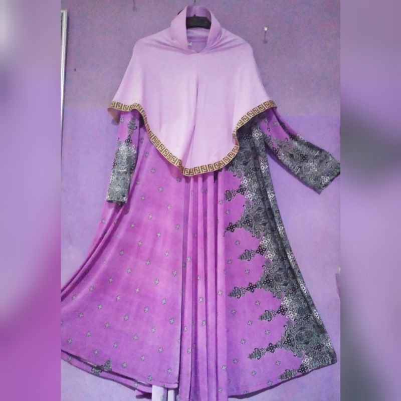 set gamis + hijab lilac