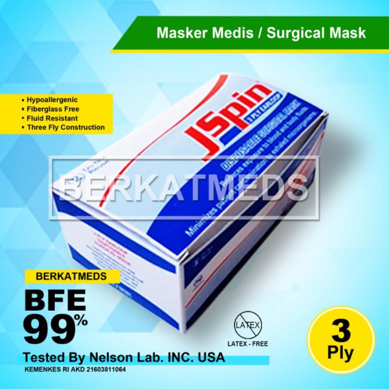 masker medis jspin 3ply earloop murah