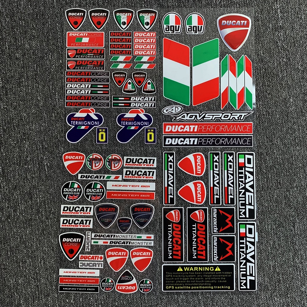 Ducati Logo Highly Reflective Helmet Sticker Motorcross Motorbike Decals Italian Flag Stickers