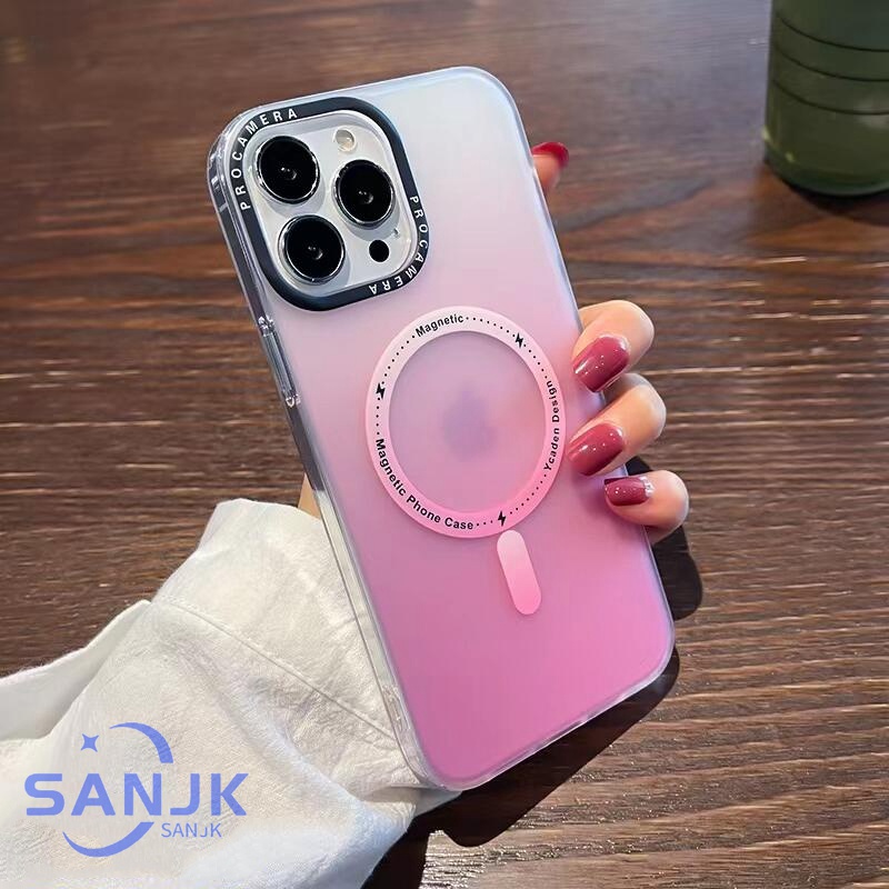 Gradient Magnetic Frosted Phone Case for iPhone 11 Pro max 12 Pro max 13 Pro Max 12 mini 13 mini Full Camera Cover Protection Acrylic Shockproof