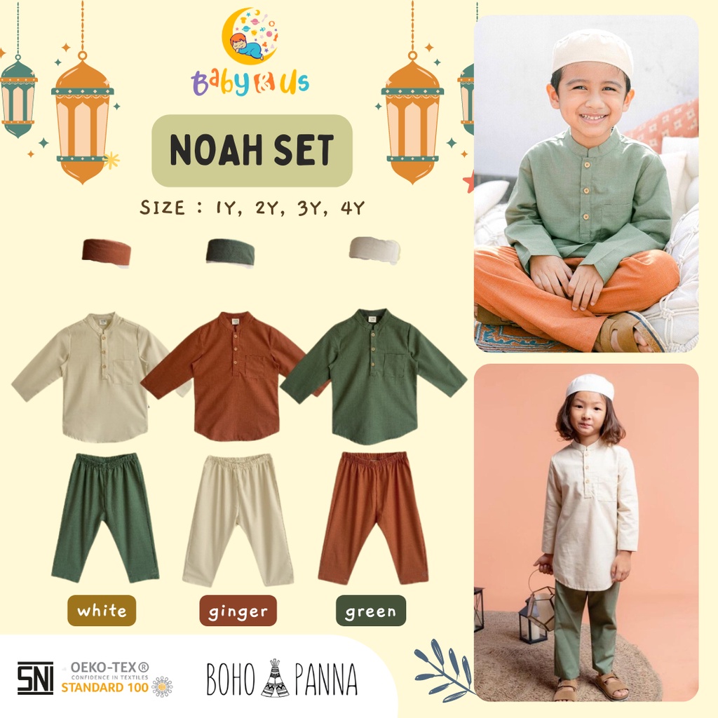 Bohopanna Raya Collection - Noah Set - Setelan Koko Celana Peci Earth Tone 1-4 tahun