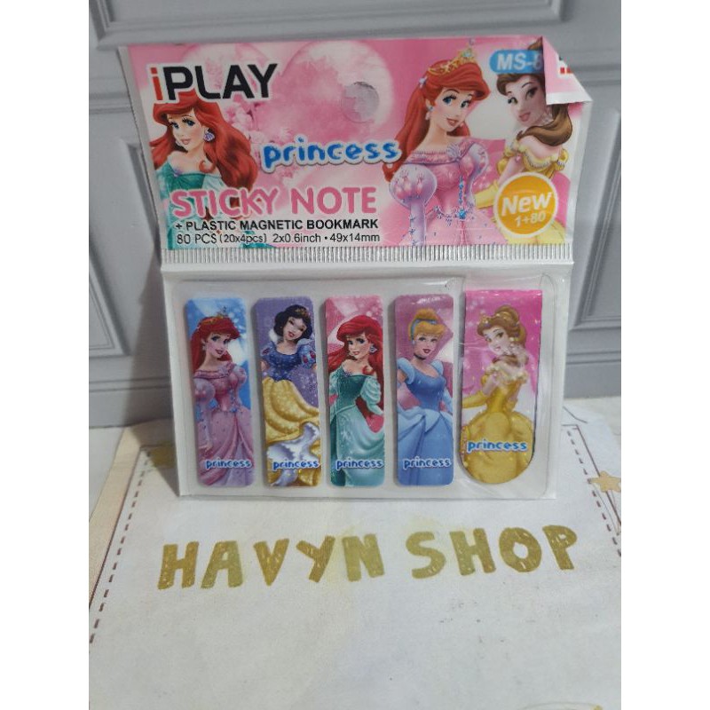 pembatas plastik + magnet/post it plastik (80pcs) + 1pc pembatas magnet/pembatas BTS/post it BT-21-PRINCESS