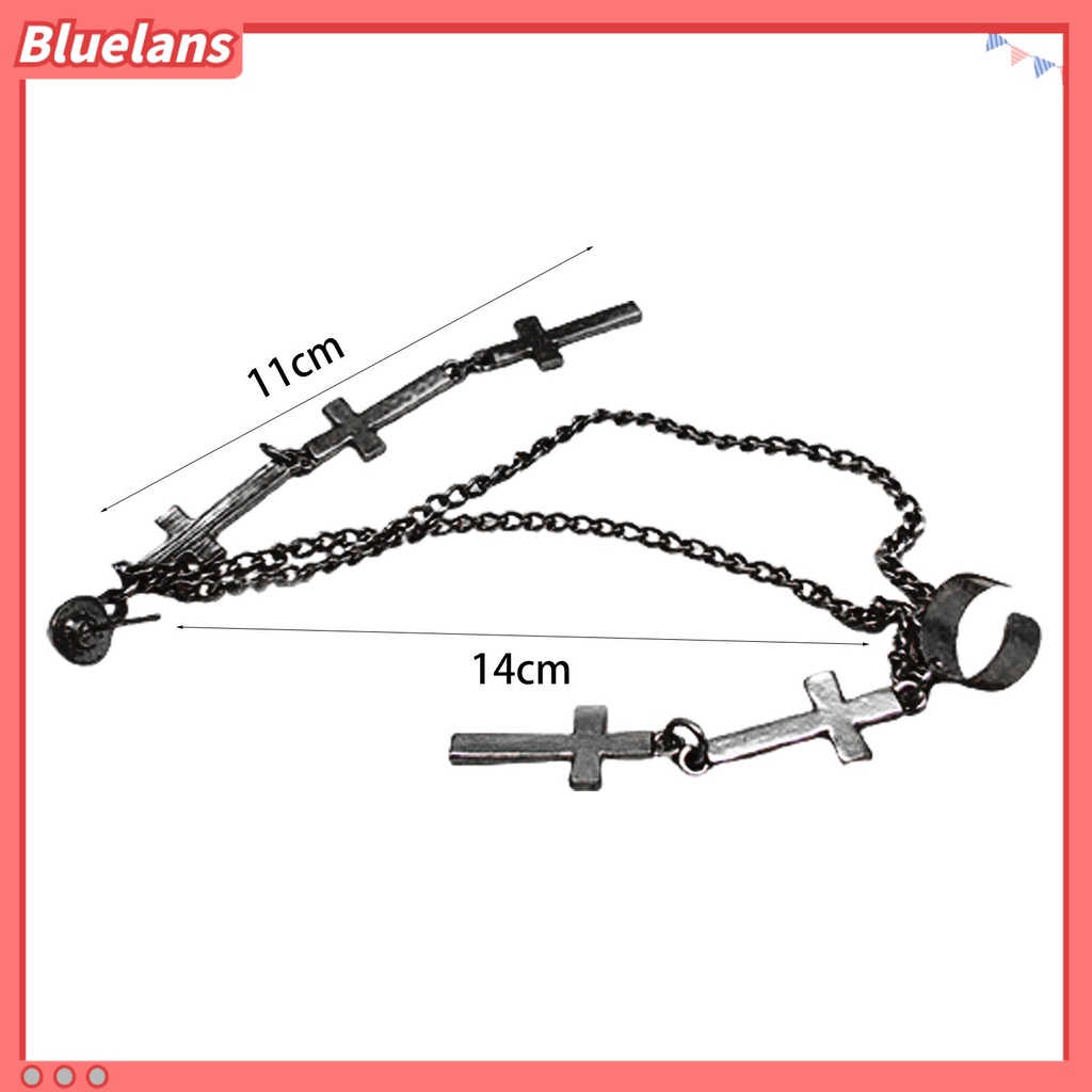 Bluelans 1Pc Ear Cuff Cross Dangle Versatile Alloy Women Fashion Punk Ear Crawler for Women