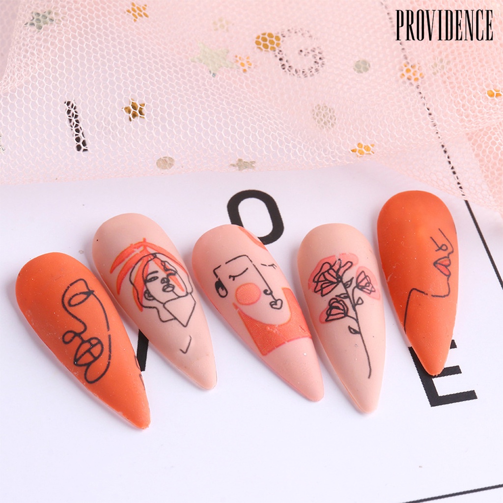 Providence 10Pcs Nail Decals Geometric Line Facial Design Easily Match-with Multiple Colors Nail Art Water Decal for Nail Salon