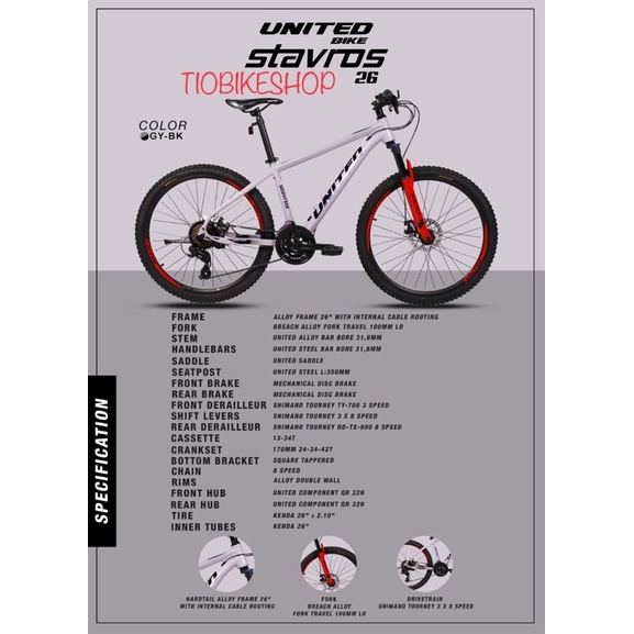 sepeda MTB 26 inch United Stavros Mechanical Disc Terbaru