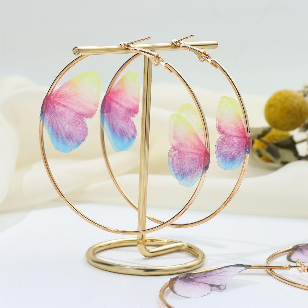 Lily Anting Kupu-Kupu Ganda Fashion Wanita Gadis Perhiasan Ear Hoop