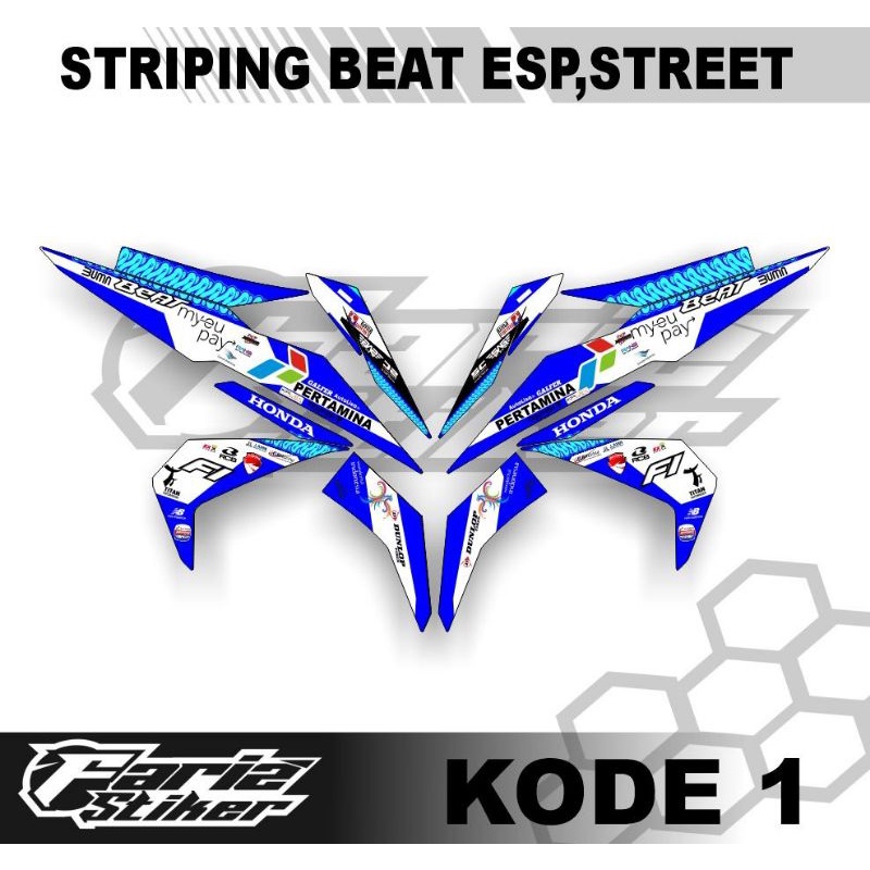 Striping Beat Fi/Beat street/beat ESP motif Mandalika racing team