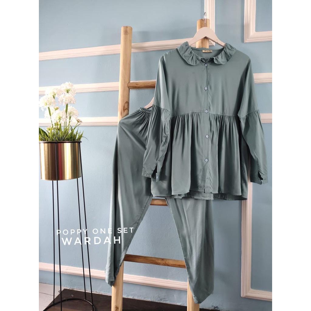 BLOOMS DAILY ONE SET / TIE DYE ONE SET RAYON / STELAN PIYAMA WANITA-POPPY ONESET WARDAH