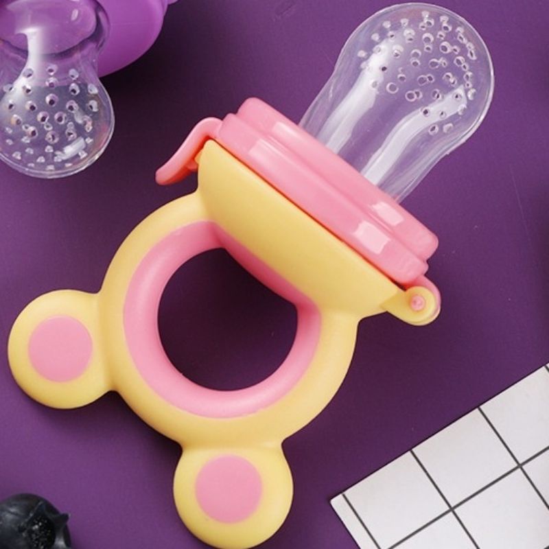 EMPENG BUAH Baby dot buah Fuit Food Feeder Tetther Gigitan Bayi makanan MPASI dot botol bubur bayi MURAH-Kuning Pink