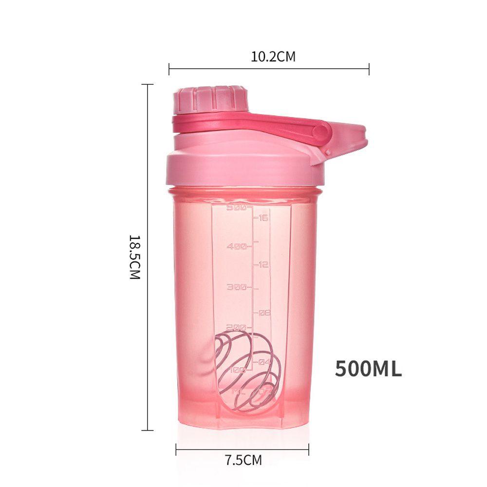 Top 500ml Nutrition Shaker Bottle Pria Wanita Plastik Dengan Kawat Whisk Ball Botol Minum