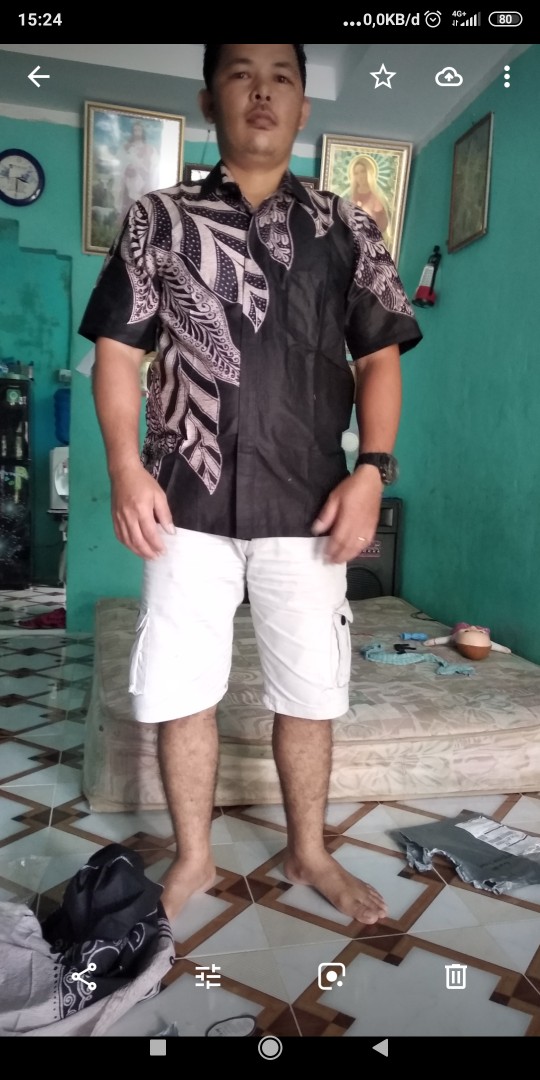 Bswart Batik Hrb026 Kenongo Hem Pendek Padi Pekalongan M L Xl Batik Pria Murah Modern Grosir