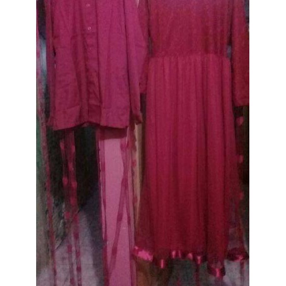 BOOMING Ka couple gamis brukat syantik cp agoda camelia REAL PIC (...*...)