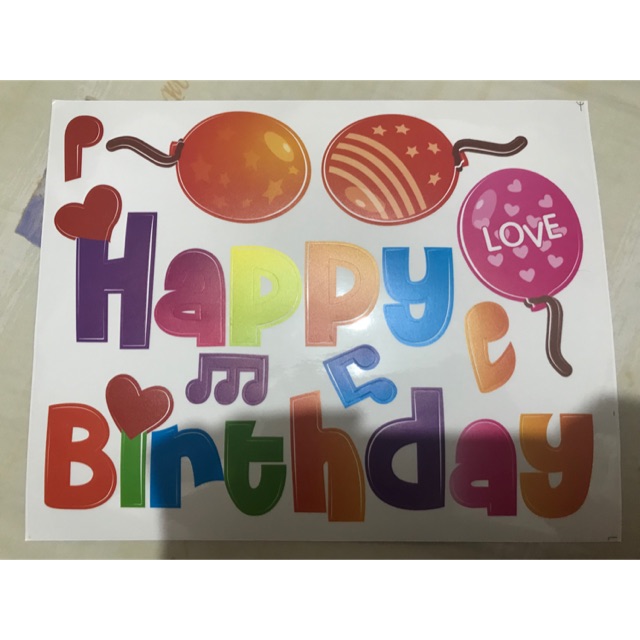 Sticker happy birthday untuk balon transparant/ PVC