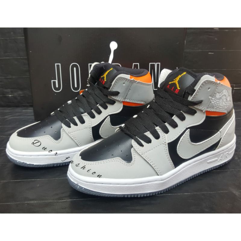 Sepatu KETS Nik* Jord*n Grey/Darkgrey SNEAKERS kekinian masa kini | sepatu kets pria dan wanita | Sneakers terbaru dan termurah kualitas PREMIUM