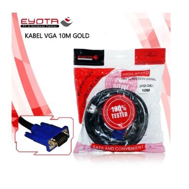 Cable vga eyota 10 meter gold plated 3+6 m-m 1080p FHD for pc laptop projector - Kabel vga monitor 10m