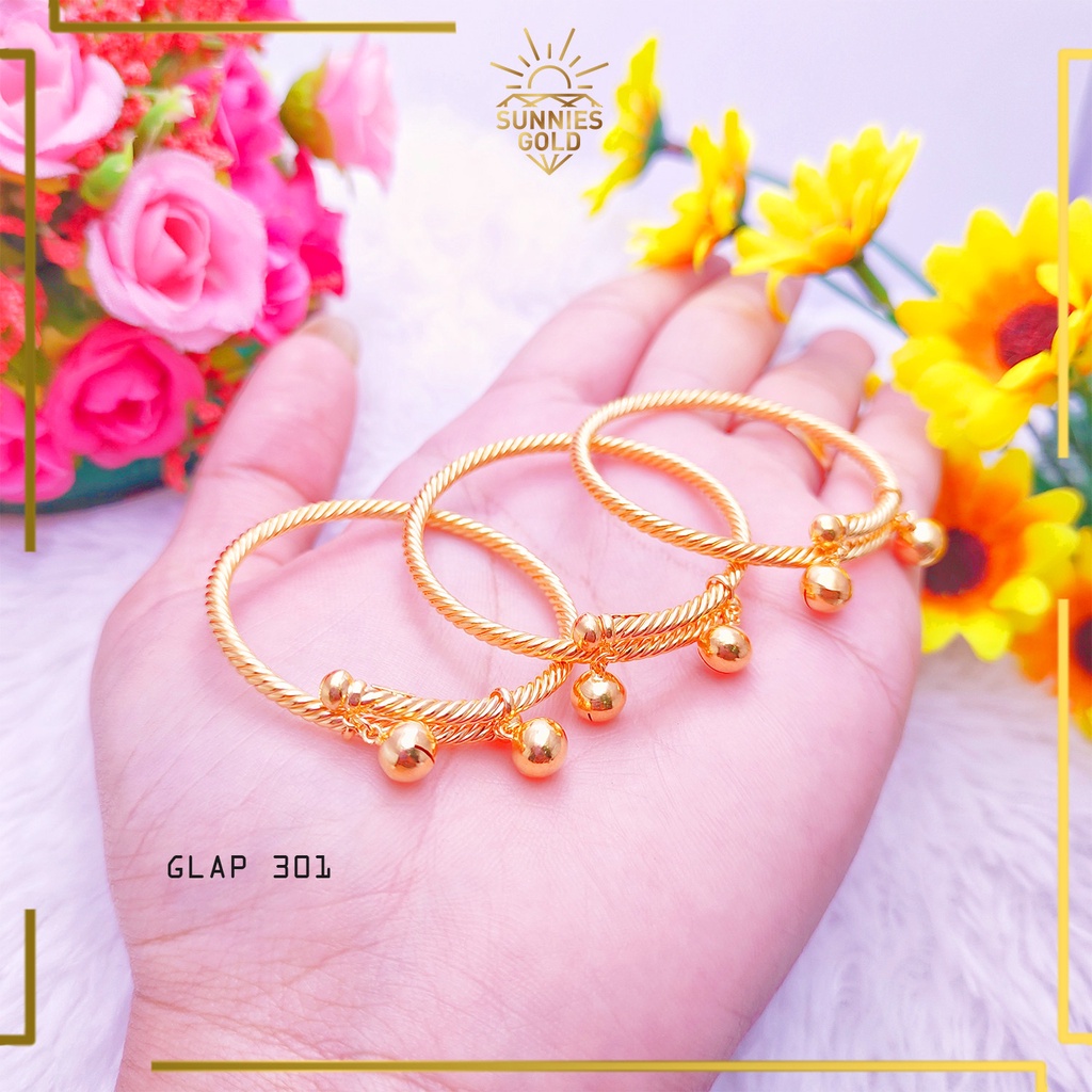 GELANG ANAK PLUNTIR EMAS ASLI KADAR 16KARAT GELANG ANAK SIMPLE UNIVERSAL CEWEK COWOK DENGAN MAINAN G