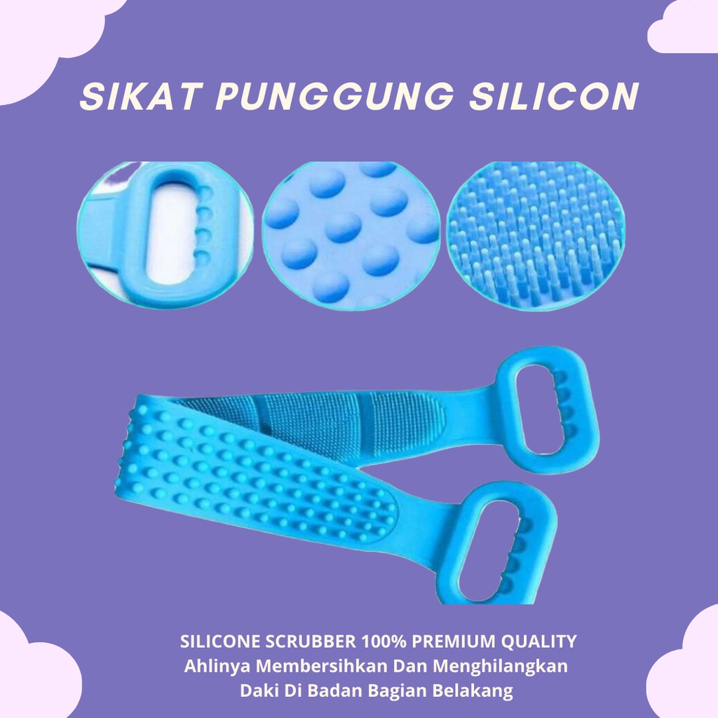 HARGA PROMO!!!! Sikat Punggung Silicone Body wash Scrubber Model Sabuk Double Side Warna Random