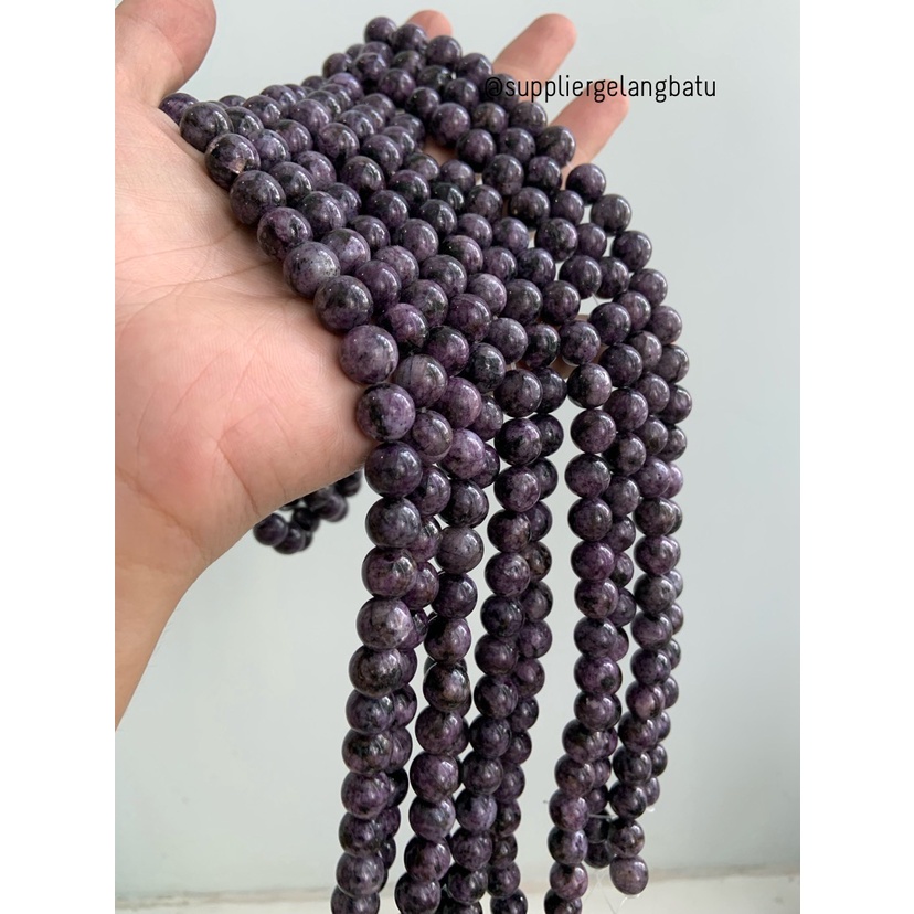 batu obsidian SNOWFLAKE UNGU 10mm aksesoris bahan gelang kalung akik