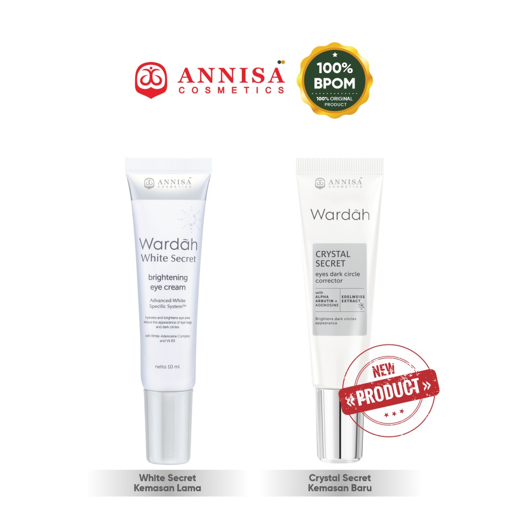 Wardah Crystal Secret Eye Dark Circle Corrector  | Wardah White Secret Brightening Eye Cream 10ml