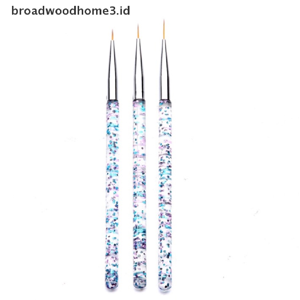 3pcs / Set Pen Brush Nail Art 3d Bahan Akrilik Ultra Tipis Untuk Manicure