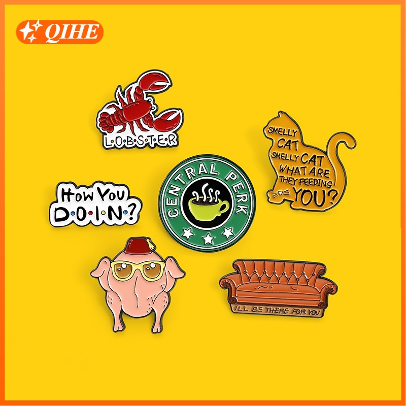 Bros Pin Enamel Bentuk Kutipan Tv Makanan Kopi Kucing Untuk Unisex