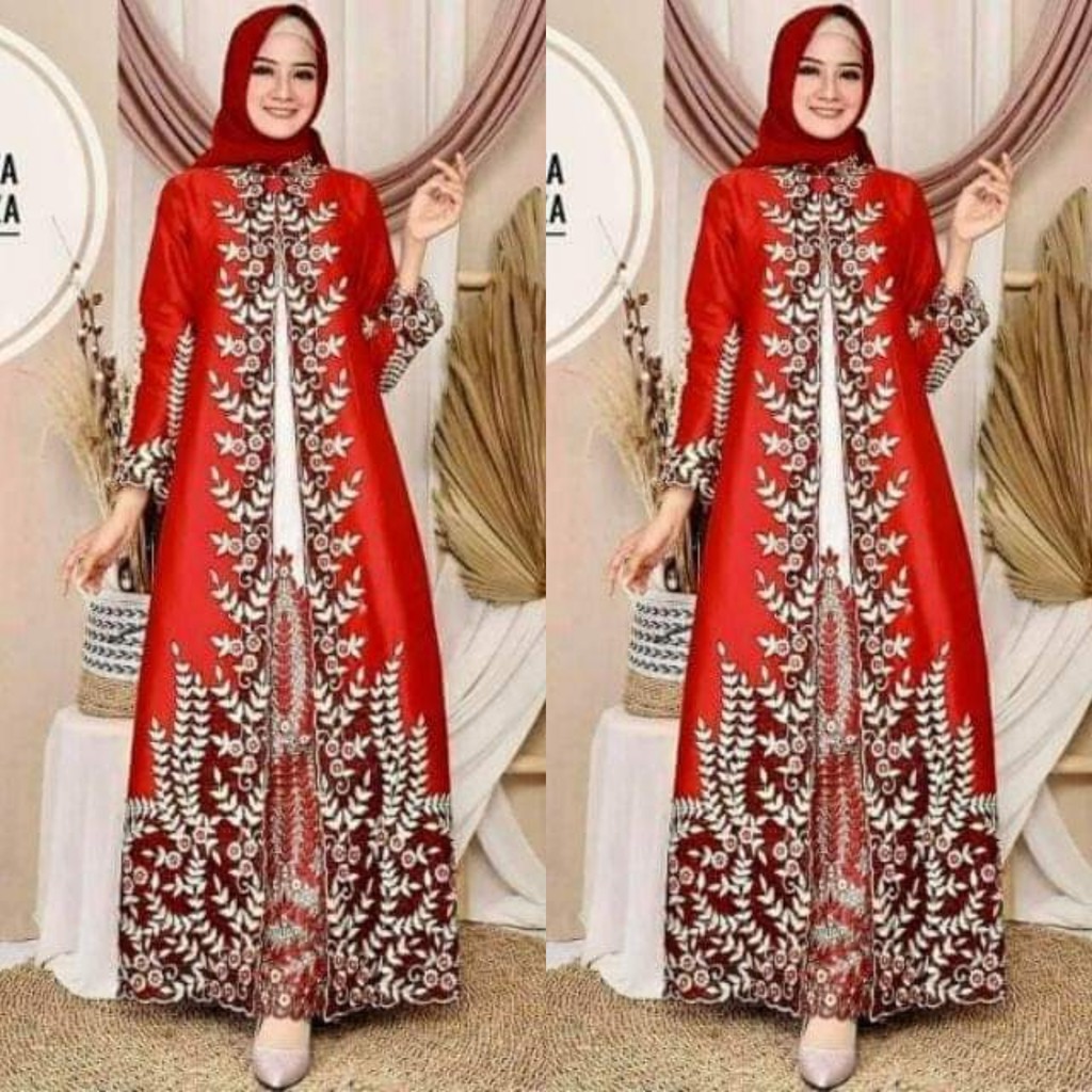 Gamis Mouza pelangi Jaya original bahan tafetta bordir-J