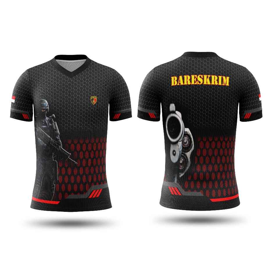 Baju Kaos Jersey V-Neck Pria BARESKRIM Fullprint Sublime