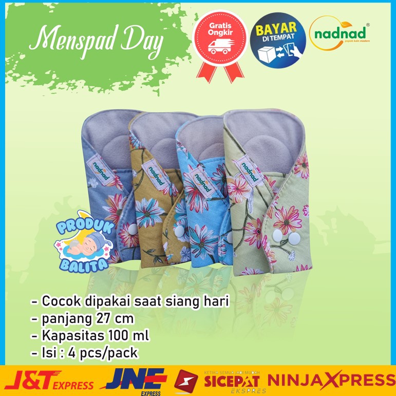 Menspad Pembalut Kain Wanita Day Nadnad  Per Pack Isi 4 Pcs