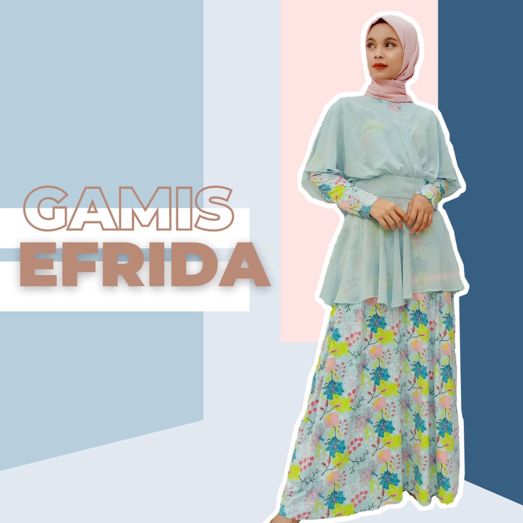 ELZATTA SARIMBIT EFRIDA GAMIS BAHAN SPANDEX MIX CHIFFON  MOTIF BUNGA SIZE S SAMPAI 2XL