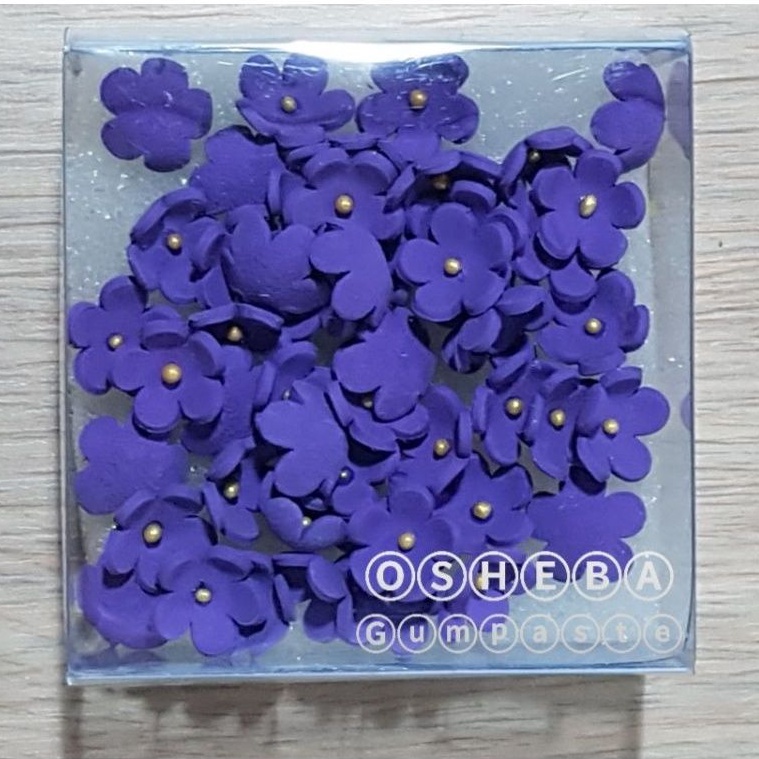 

[osheba] gumpaste bunga BK BB 1.2cm warna ungu isi 50 bunga