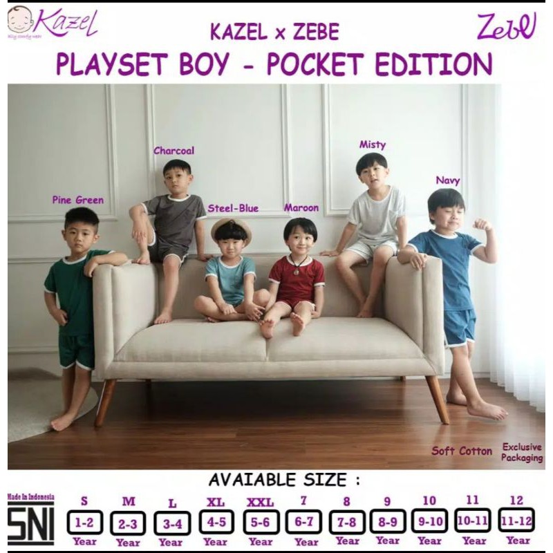 Kazel Playset Boy Pocket Edition part 1/ kazel setelan pendek/ baju anak kazel