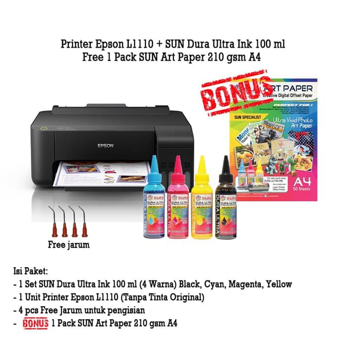 Printer Epson L1110 Tinta Sun Dura Ultra Art Paper Ink Shopee Indonesia