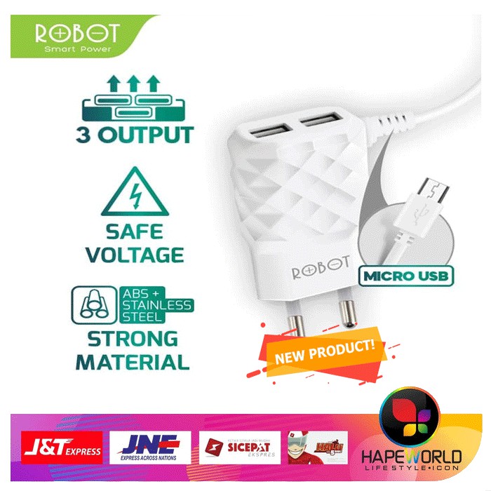 KEPALA CHARGER ROBOT RT-K5 FULL SET DENGAN KABEL MICRO MURAH - 100%ORI