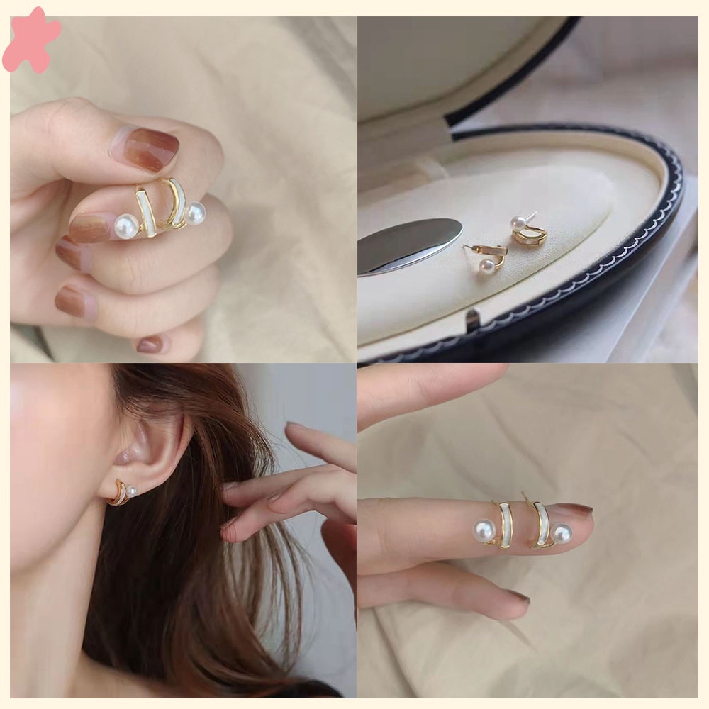 Anting Stud Mutiara Alami Untuk Wanita