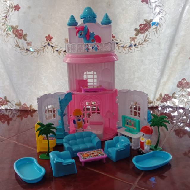 DREAM CASTLE MAINAN ANAK PEREMPUAN RUMAH BERBI LH4 + KUDA PONI / LH5 +BERBI