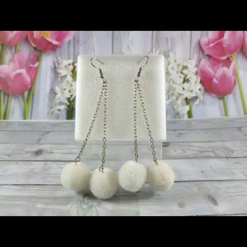 Anting pompom dable -anting murah -anting cantik - anting hijab -bisa bayar ditempat cod