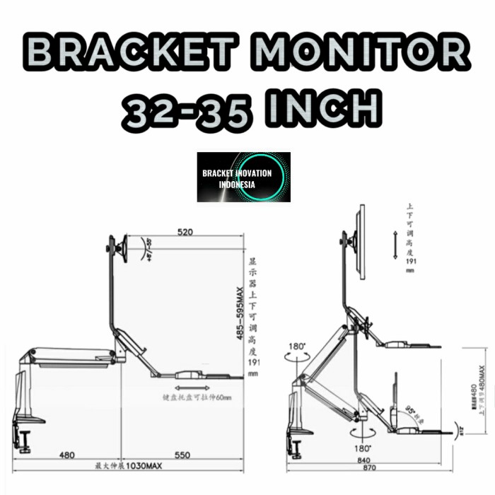 BRAKET BRACKET MONITOR 20 - 32 inch Ergonomic Desktop Gas Spring FC35