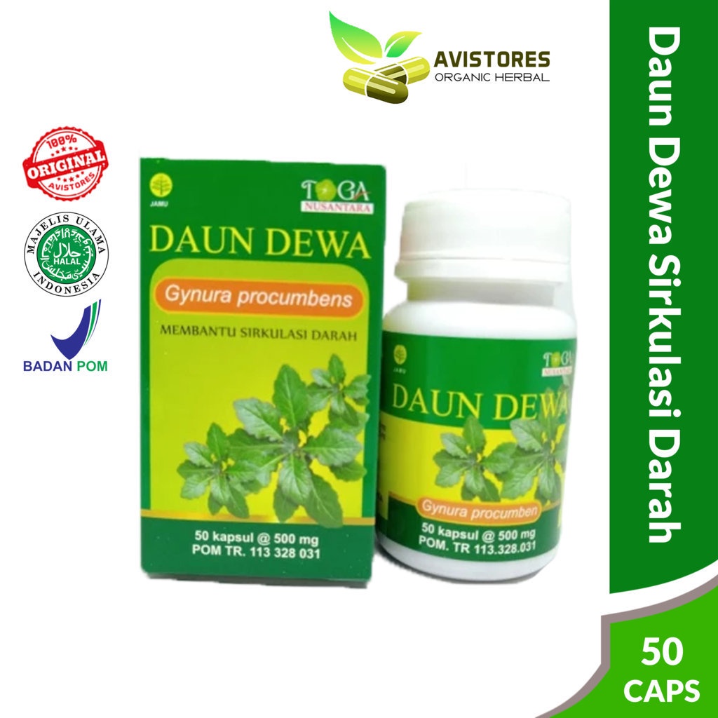 

DAUN DEWA Toga Nusantara Obat Hipertensi Melancarkan Sirkulasi Darah Isi 50 Kapsul