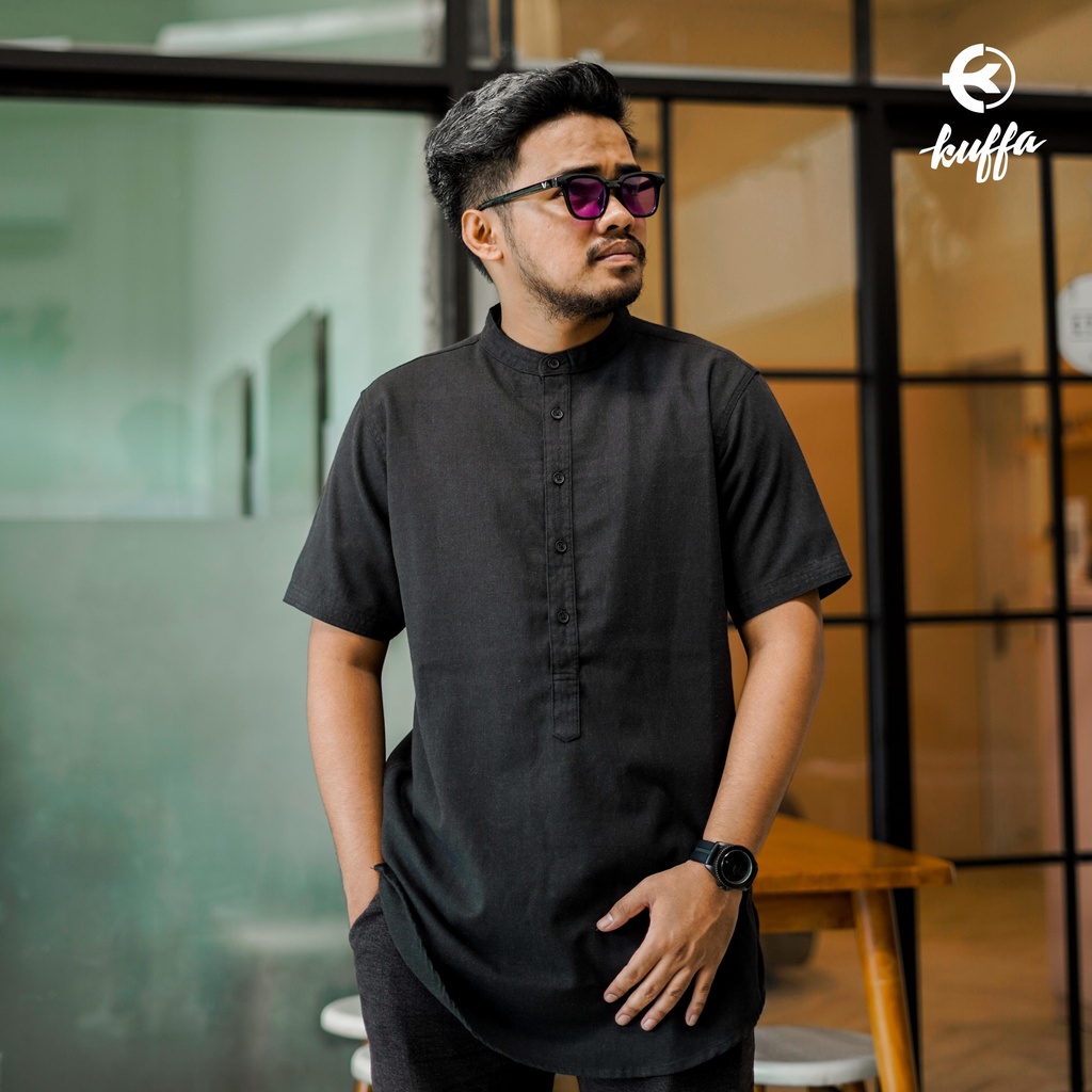 Baju Muslim Kemeja Koko Longline Basic Lengan Pendek Pria Dewasa / Fashion Muslim / Atasan / Berkual